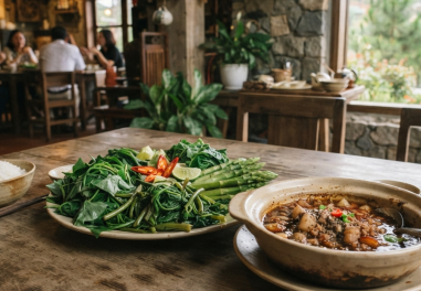 Rau Rừng Luộc Chấm Kho Quẹt – Hương Vị Dân Dã Trong Bữa Cơm Đà Lạt
